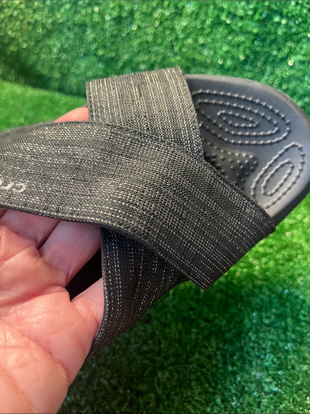 Crocs Womens Black Capri Shimmer Crossband Slide Sandals Size 9 - Picture 4 of 4